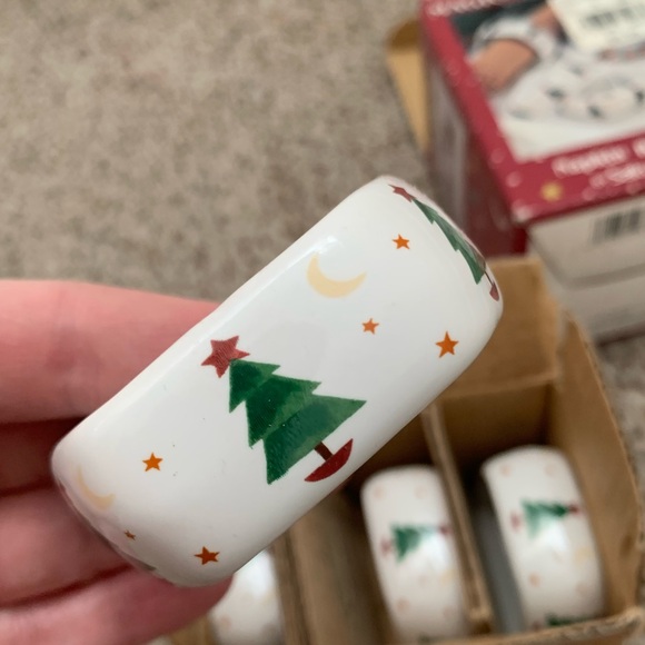Set of 8 Vintage 1997 Debbie Mumm Magic of Santa napkin rings NEW by Sakura - Picture 3 of 8